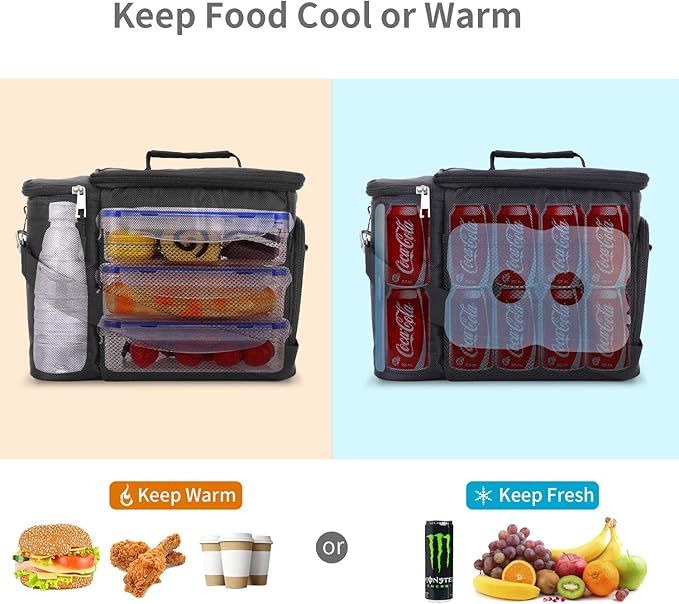 Top&Top Insulated Lunch Box Set and Cooler Bag for Men, Women (Tote Lunch Bag Includes 3 Reusable Meal Prep Containers + 2 Ice Pack + Detachable Shoulder Strap) Lunch Box for School, Office, Camping