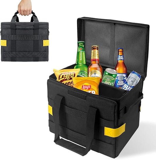 Multifunctional Camping Storage Duffel Bag With Handles,Picnic Camping Organizer with Adjustable Dividers,Large Tool Tote Bag Collapsible for Outdoor Camping/Sports/Travel/GYM-Black