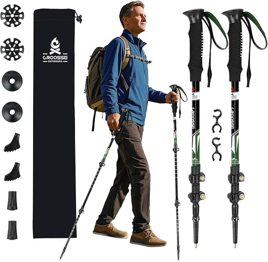 Lightweight Collapsible Trekking Poles for Hiking – 2 Pack Adjustable Hiking Poles, Aluminum Walking Sticks for Skiing, Nordic Walking, Retractable Walking Sticks for Seniors, Women, Men