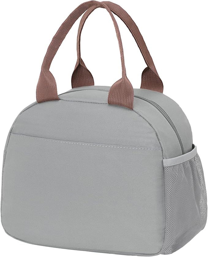 Bagseri Lunch Box for Women - Adult Lunchboxes for Men Reusable Leakproof Thermal Cooler Sack Food Handbags Case High Capacity for Work and Picnic (Gray)
