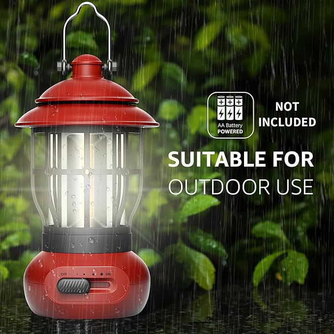 Camping Lamp, COB Lantern for Power Outage, Emergency Supplies, Suitable for Indoor and Outdoor, Portable Red