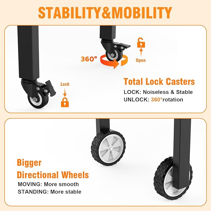 Portable Grill Stand for Ninja Woodfire Outdoor Grill OG701 OG751 & OO101 Pizza Oven, Blackstone 17"/22" Griddle, Ooni Pizza Oven, Outdoor Grill Cart with 4 Wheels