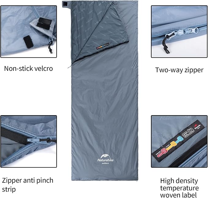 Naturehike Lightweight Sleeping Bag - Compact, Ultralight, Envelope Backpacking Bag - Portable, Waterproof, Comfortable With Compression Sack for 3 Season Camping, Traveling, Hiking
