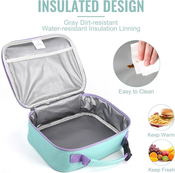 Genteen Lunch Box Kids,Insulated Lunch Bag Kids Boys Girls,Soft Bag Mini Cooler Back to School Thermal Meal Tote Kit Lunch Box for School,Work,Outdoor (Light Green)