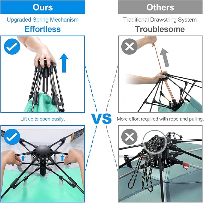 WolfWise Pop Up XL Beach Tent 99" Wide for 4-6 Person UPF 50+ Portable Instant Sun Shelter Canopy Umbrella with Extended Zippered Porch