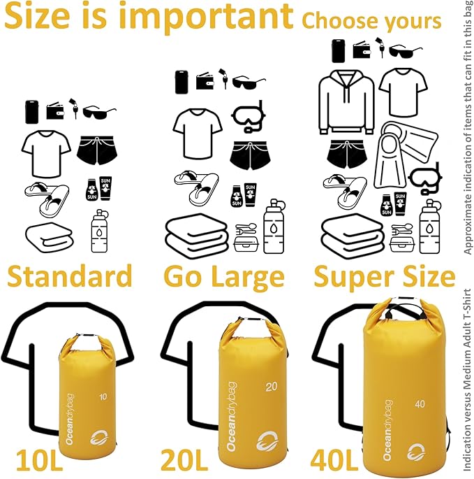 Oceandrybag - Waterproof Dry Bag Backpack - Floating Dry Sack Portable for Kayaking, Beach, Rafting, Boating, Hiking, Camping, Fishing with Waterproof Phone Case