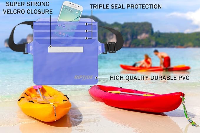 Waterproof Fanny Pack Pouch (2 Pack) for Men & Women Dry Bag Water Resistant with Adjustable Waist Strap - Protects Valuables at Water Sports (White)