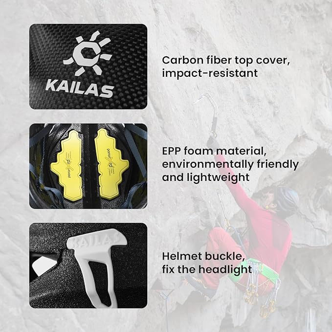 Kailas Rock Climbing Helmet Men Mountaineering Hiking Caving Helmet Adults Search Rescue Helmet Women Work Safety Helmet Black