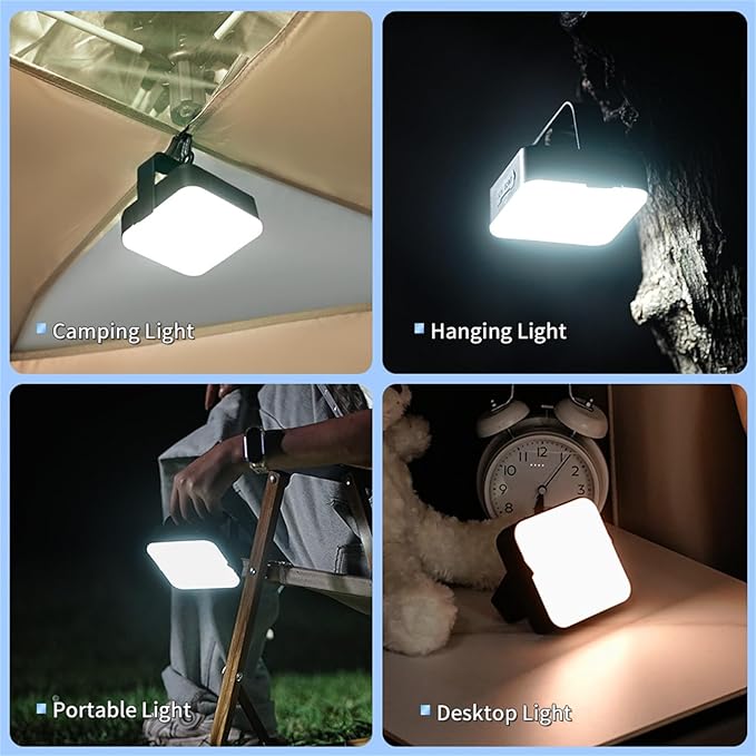 Solar Camping Lantern Rechargeable -1000LM 8000mAh Battery Operated Tent Light, IP65 Waterproof Portable LED Flashlight for Emergency, Hiking, Camping Essential