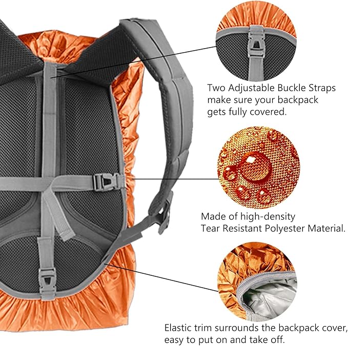 Frelaxy Waterproof Backpack Rain Cover, 8000mm Waterproof Level, Upgraded Ultra-Strong Multilayer Structure, Antislip Cross Buckle Strap, Ultralight Compact Portable, for Hiking, Camping, Traveling