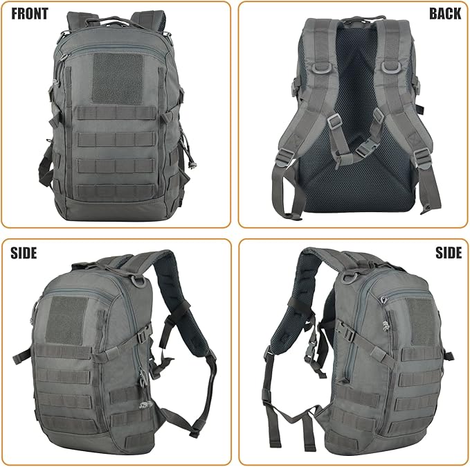 Small Tactical Backpack Military Daypack 12L Molle Bag Rucksack Army Daypack for Outdoor,Hiking,Camping,Travel (Grey)