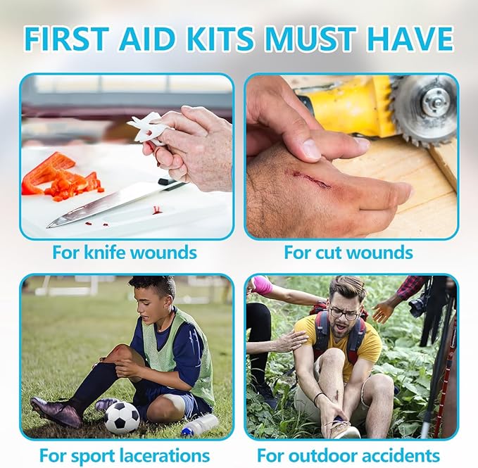 Senvok Emergency Wound Closure Device 4 Pcs - Upgraded Zip Stitch Wound Closure Strips - Butterfly Bandages Laceration Closure Strips for Quick, Painless, Stitchless Wound Closure