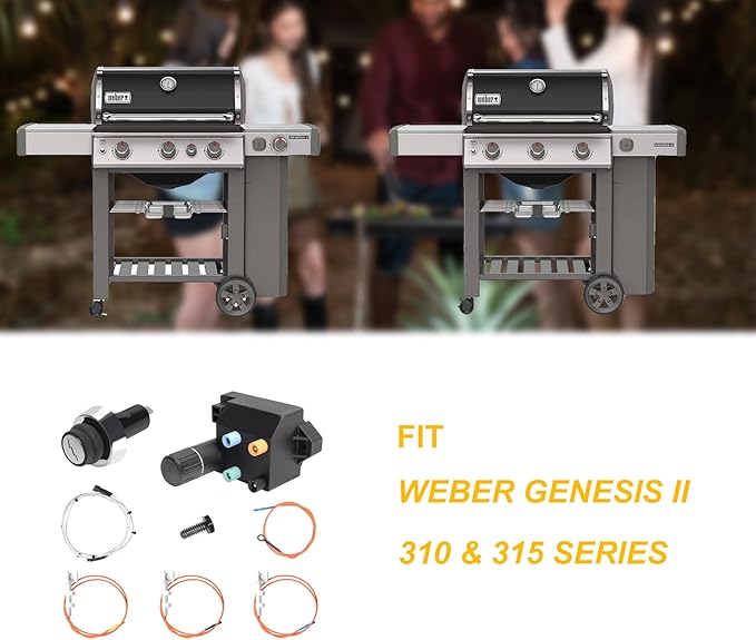 SafBbcue 66354 Grill Igniter Kit for Weber GS4 Genesis II 310/315 Series Gas Grills Parts(2017 and Newer),fit Genesis II E/S-310,E/S-315,CE-310,SE-310,SE-315 Electronic Ignitor Switch 66220 Set