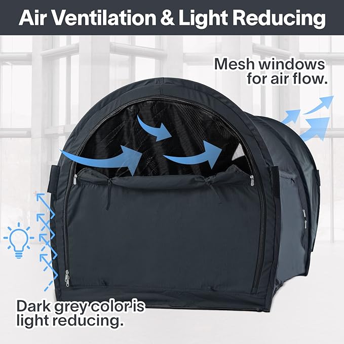 EighteenTek Bed Canopy Office Bed Tents Dream Tents Privacy Space Office Sleeping Tents Indoor One Person Lay Down NOT Sitting Pop Up Portable Frame Curtains Breathable Grey Cottage 75"L x 28"W x 31"H