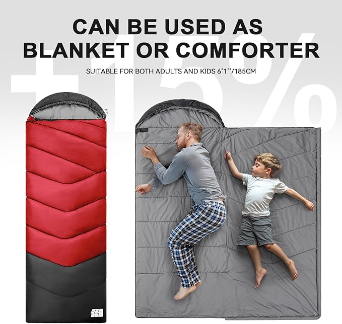 Sleeping Bags for Adults Cold Weather,Portable, Waterproof,Lightweight Sleeping Bag for Tall Girls Boys with Compression Sack for Warm Camping, Hiking, Outdoor & Indoor