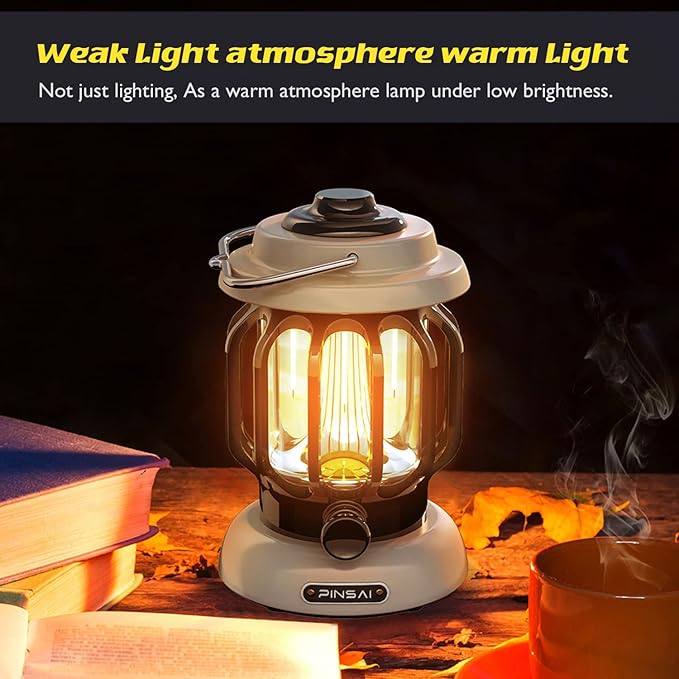 LED Camping Lantern,Rechargeable Retro Metal Camping Light,Battery Powered Hanging Lamp ,Portable Waterpoor Outdoor Tent Bulb, Emergency Lighting for Power Failure,Outages