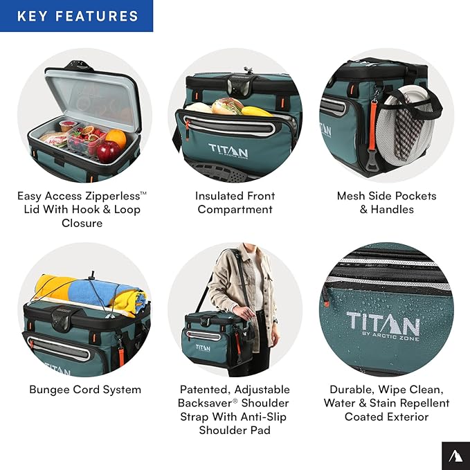 Arctic Zone Titan Deep Freeze Cooler - Zipperless Hardbody Cooler - Small & Large Capacity- Beach & Camping Cooler - Deep Freeze Insulation, HardBody Liner, and SmartShelf