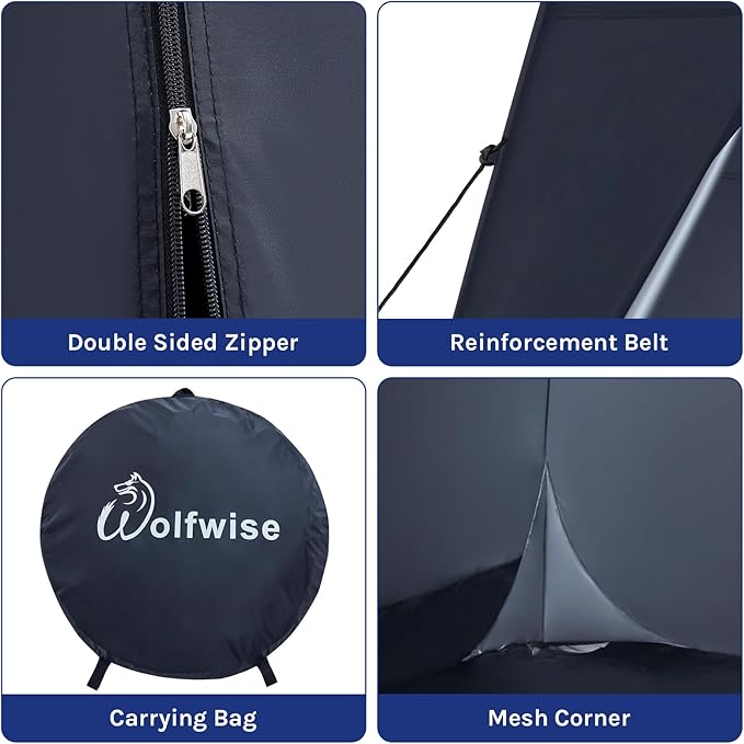WolfWise 6.6FT Portable Pop Up Shower Privacy Tent Spacious Dressing Changing Room for Toilet Camping Biking Beach