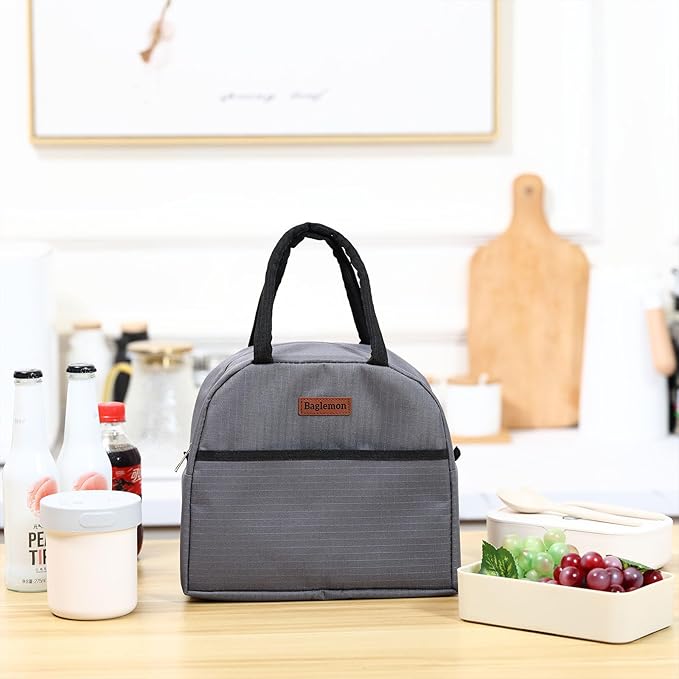 Insulated Lunch Bag for Women Men, Lunch Containers Reusable High Capacity Lunch Tote Bags for for Work Picnic(Grey)