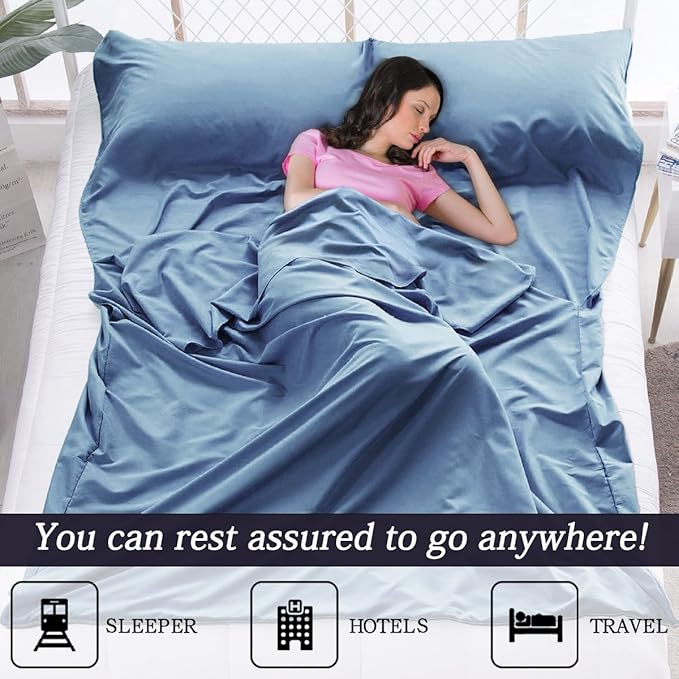 Sleeping Bag Liner Ultralight Travel Sheet Dirt-Proof Travel Camping Sheet Sleeping Sheet Hotel Sheet for Outdoor Travel Hiking Hotels Picnics