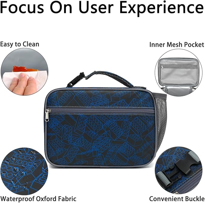 Insulated Lunch Box for School, Thermal Reusable Durable Freezable Lunch Bags for Kids Boys Girls Men Women - Small Soft Cooler Portable Lunch Tote Kit for Work Picnic Travel,Brick