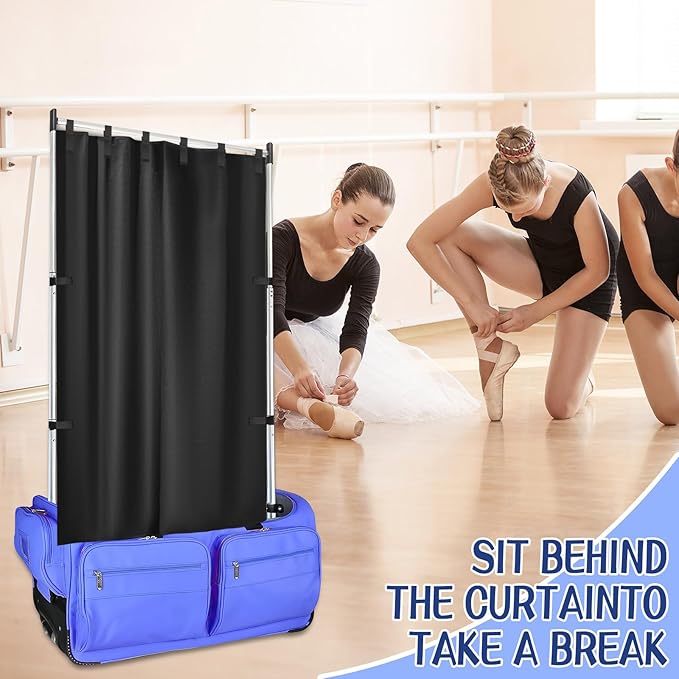 59'' x 32.7'' Privacy Curtain for Dance Bag, Portable Dancer Changing Curtain with Storage Bag Backstage Privacy Changing Room for for Dancer Backstage Camping Window Shades Dance Accessories