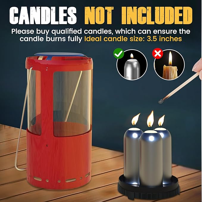 Outdoor Candle Lantern Holder for Real Candles (Candles Not Included) - Windproof Emergency Lantern with Handle, Safe for Camping, Blackouts, Decor - Survival Gear & Home Use