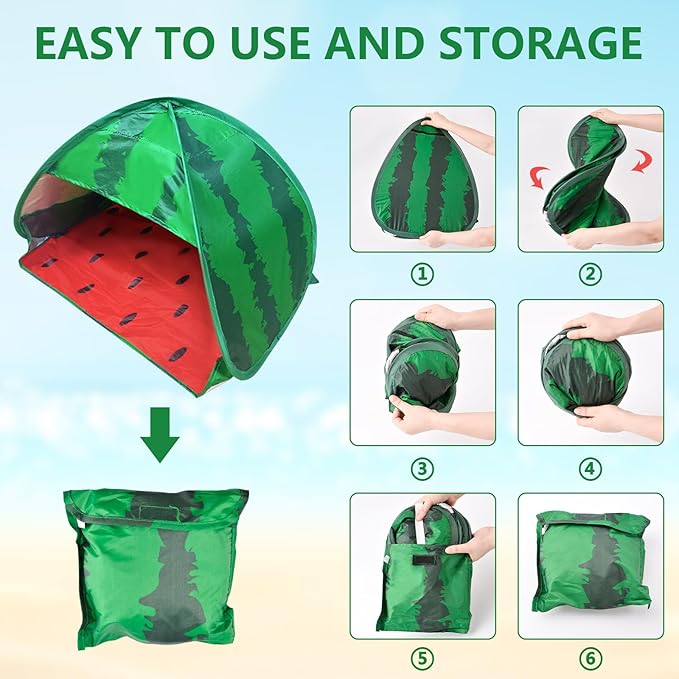 Dog Beach Tent Sun Shelter, 1 Pack Watermelon Portable Automatic Pop-up Sun Shelter Tent Instant Sun Shade Canopy for Puppy Small Pets, L