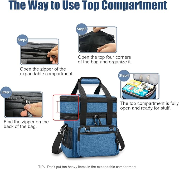 Insulated Lunch Box for Men/Women: Reusable Lunch Bag for Work Office Daytrip Picnic Beach - Leakproof Cooler Tote Bag Organizer for Adults - Blue