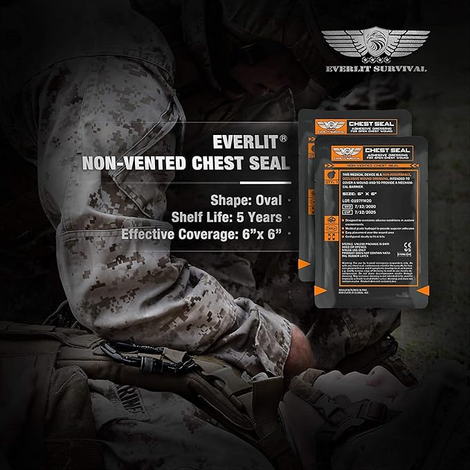 EVERLIT Advanced Emergency Trauma Kit, CAT GEN-7 Tourniquet Mil-Spec Nylon Laser Cut Pouch with 36" Splint, Military Combat Tactical IFAK for First Aid Response Bleeding Control