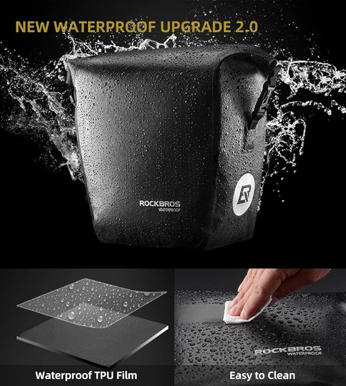 ROCKBROS Front Roller Panniers Bag Front Rack Bike Bag Sturdy Shelf Package with Carrying Handle & Free Shoulder Strap for Touring Picnic Commuting 1 Pair