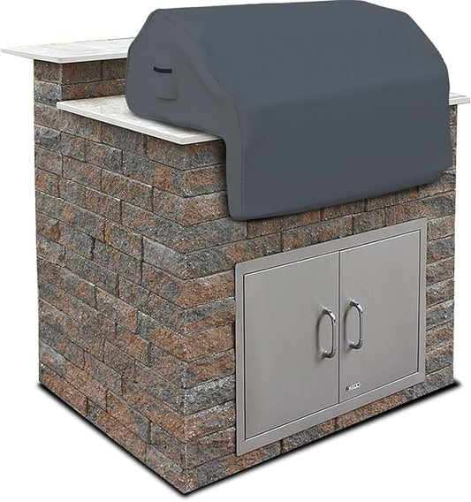 Covers & all Built-in Outdoor Grill Cover, Durable 12 Oz Waterproof Cover Max Material with Air Pocket & Elastic for Snug Fit (44" W x 27" D x 26" H Inches, Grey)
