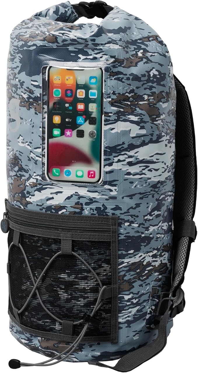 geckobrands Hydroner 20L Waterproof Dry Bag Backpack – Lightweight Roll-Top Bag with Clear Phone Pouch for Outdoor Activities