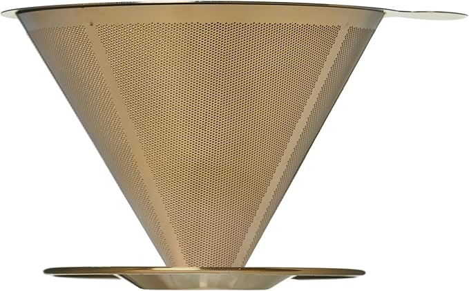ATHIA Golden Stainless Steel Reusable Coffee Filter, Pour Over Cone Dripper with Fine Mesh, Paperless & Eco-Friendly Design, Fits Most Mugs, Carafes & Coffee makers (Golden, Standard)