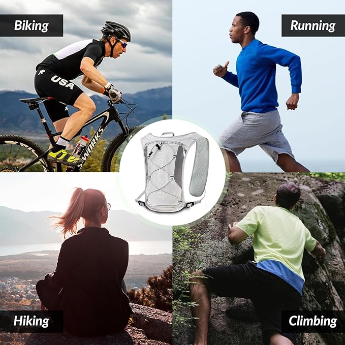 Running Vest for Women Men, Adjustable Hydration Backpack Breathable Reflective with 1.5L Water Bladder for Hiking, Trail, Running, Marathons, Cycling