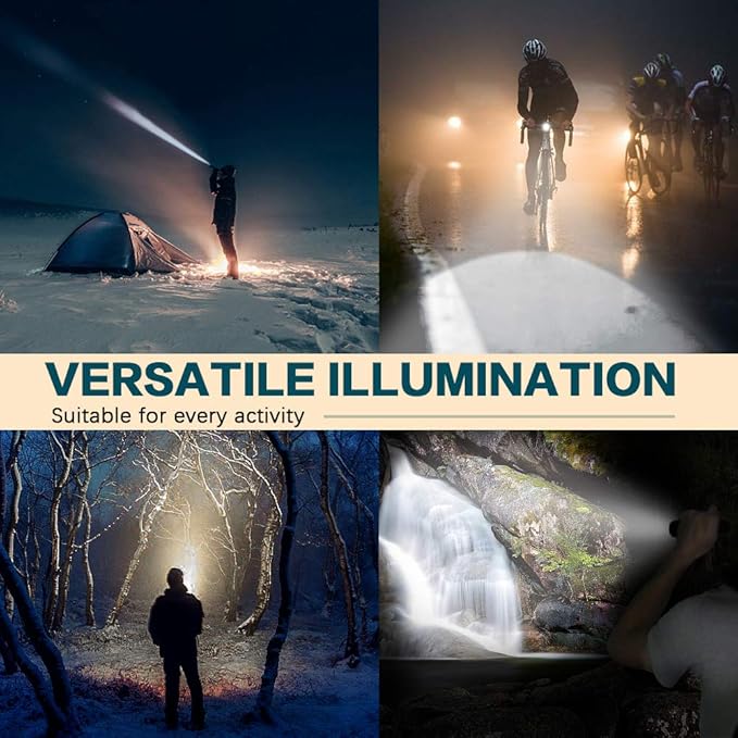 2 Pack Tactical Flashlights Torch, Military Grade 5 Modes High Lumens Led Waterproof Handheld Flashlight for Camping Biking Hiking Outdoor Home Emergency, Camping Essentials Gear