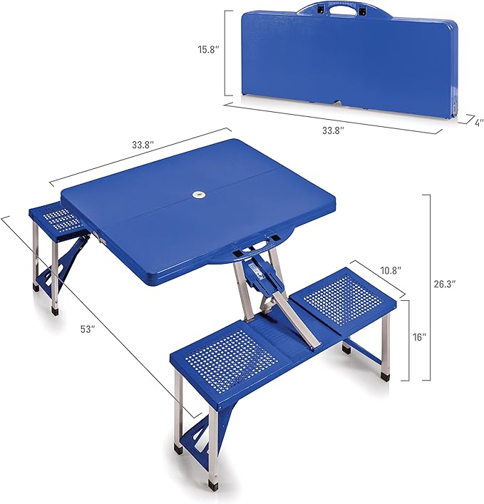 PICNIC TIME Folding Picnic Table, Camping Table, Outdoor Table with Umbrella Hole
