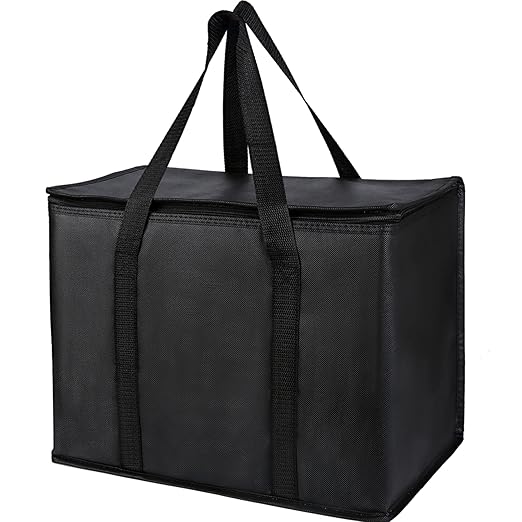 musbus 2 pack Additional Bottom Plate Black Insulated Grocery shopping bag, Delivery,pizza,reusable bags, Sturdy zipper,Collapsible,tote,cooler,thermal,Beach,waterproof heavy duty