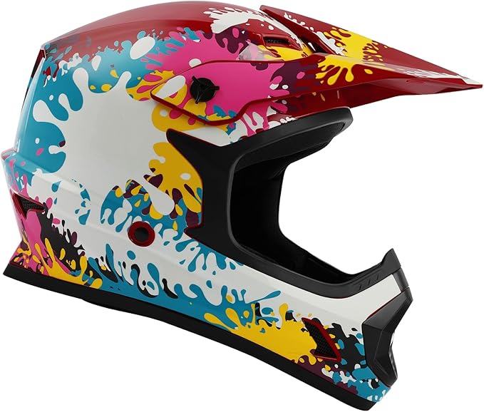 TCT-MOTORPARTS DOT Youth Kids Motocross ATV Full Face Helmets for Offroad Street Dirt Bike Go-Kart BMX MX Colorful Graffiti Large