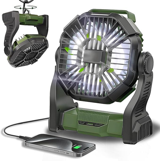 CONBOLA Portable Fan Rechargeable, 20400mAh Cordless Battery Powered Fan with LED Lantern, USB C Battery Operated for Travel Bedroom Home Camping Tent Office Beach Desk Fishing Table