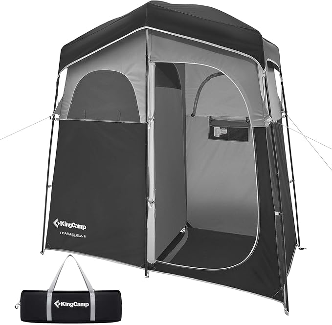 KingCamp Shower Tent, Large Portable 1/2 Room Dressing, Toilet and Changing Tents with Shower Bag & Floor for Camping & Travel
