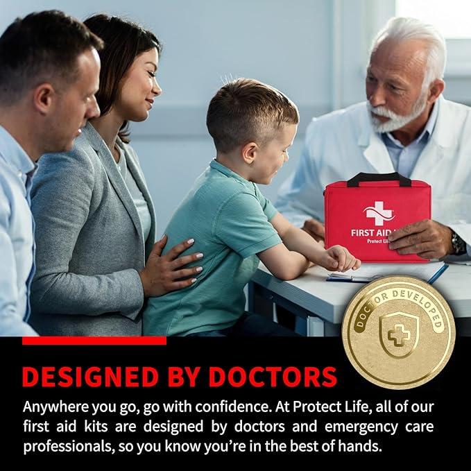 Protect Life Survival First Aid Kit for Home/Business, Camping Survival Kits | Mini Travel First Aid Kit | Camping Equipment | Small Kits for Car | Outdoor Emergency Survivals Pack