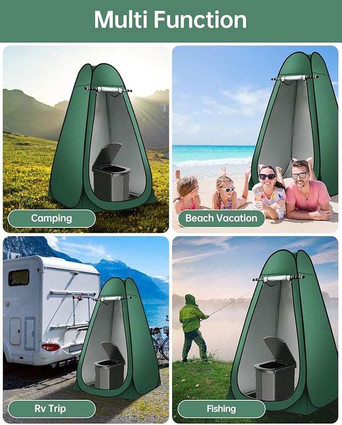 Camping Bathroom Tent and Toilet, 16.5'' XL Portable Toilet Tent for Adults Camping Toilets Portable Tent, Pop Up Privacy Toilet Tent for Camping