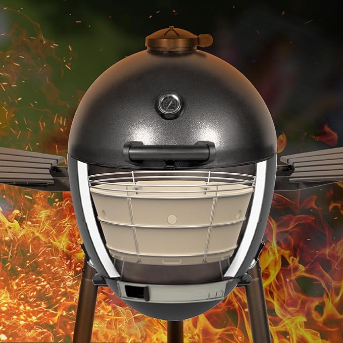 onlyfire Charcoal Firebox Set, Stainless Steel Charcoal Ash Basket with Heat Deflector for Char-Griller Akorn Kamado Kooker Charcoal Grill