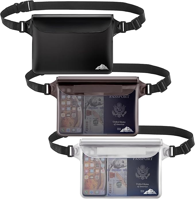 HEETA Waterproof Fanny Pack, Waterproof Pouch Dry Bag 2/3/4 Pack for Phone, Adjustable Waist Strap and Screen Touch Sensitive for Swimming Kayaking Boating Beach Fishing Diving Surfing Accessories