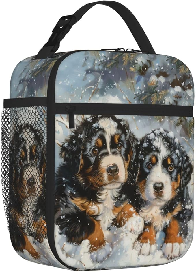 SARA NELL Dog Insulated Lunch Bag Snowy Mountain Dog Puppy Lunch Box for Women Men Teens Kids, Reusable Lunch Tote Bag, Leakproof Thermal Insulated Lunch Bags for Work, Picnic, School or Travel