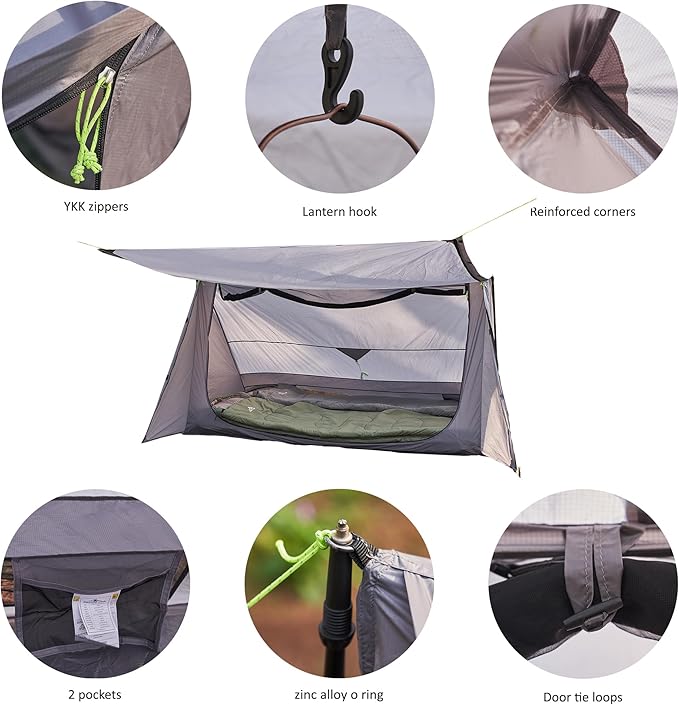 Sirius Two Ultralight Backpacking Tent, 2 Person Trekking Pole, Waterproof, Compact, Single Wall, Bushcraft Shelter for Camping, Hiking, Kayaking