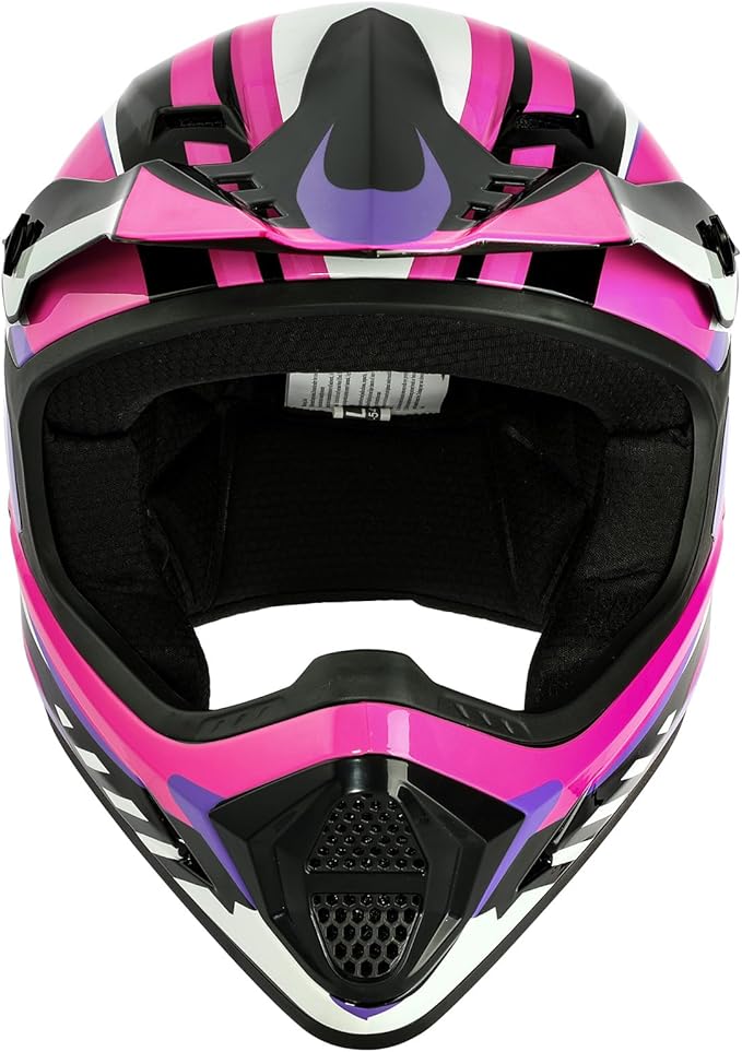 TCT-MOTORPARTS DOT Youth Kids Motocross ATV Full Face Helmets for Offroad Street Dirt Bike Go-Kart BMX MX Rose Red X-Large