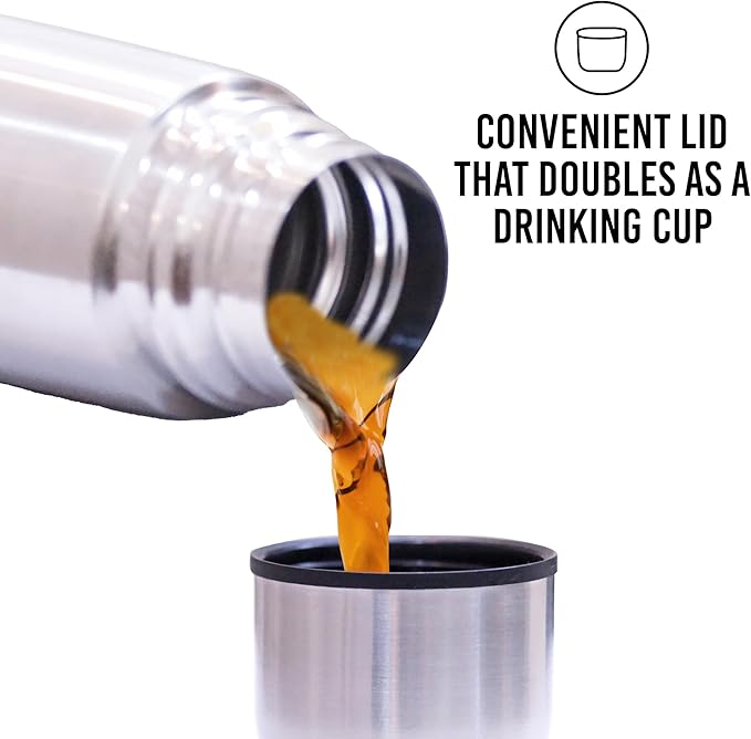 Best Stainless Steel Coffee Thermo | BPA Free & Triple Wall Insulated | Hot Water & Cold Drinks for Hours | Perfect for Biking, Backpack, Camping, Office | Fits Most Car Cupholders (500 ML)