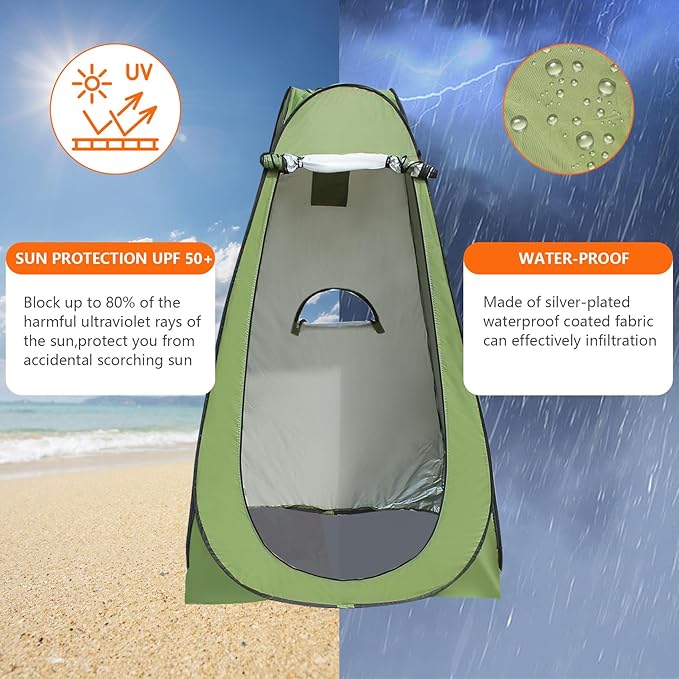Camping Shower Tent,Pop Up Privacy Tent with Solar Shower Bag,Waterproof Pop Up Shower Tent for Portable Outdoor Toilet Shower Changing Room Sun Shelter Camping (Black/Camouflag/Green)